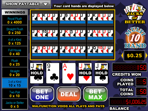 Free Videopoker Jacks Or Better-10 Hand