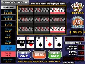 Free Videopoker Jacks Or Better-10 Hand