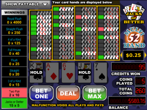 Free Videopoker Jacks Or Better -52 Hand