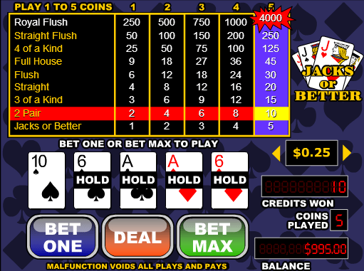 Free Videopoker Jacks Or Better Online