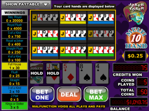 Free Videopoker Joker Poker-10 Hand