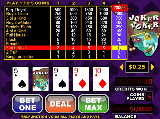 Free Videopoker Joker Poker Online
