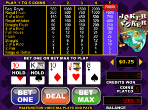 Free Videopoker Joker Poker
