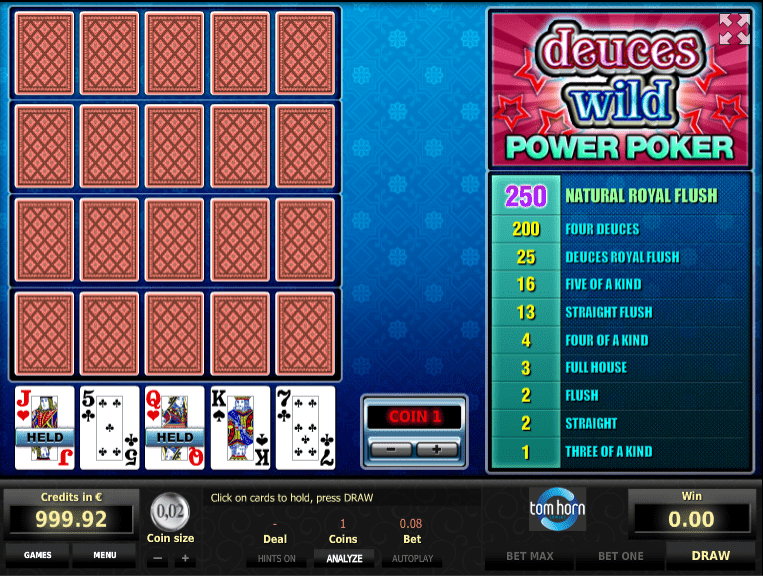 Deuces Wild Video Poker Play Free