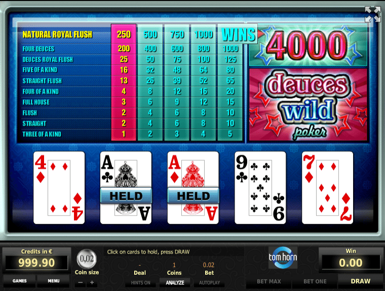 Free Deuces Wild Tom Horn Slot Online