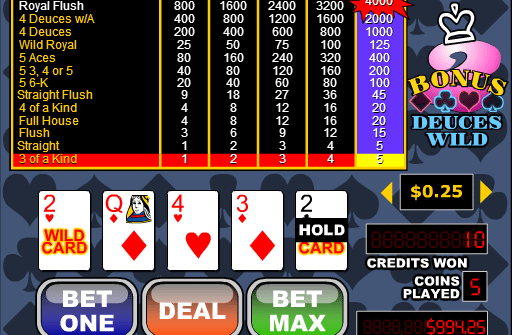 Free Videopoker Bonus Deuces Wild Online