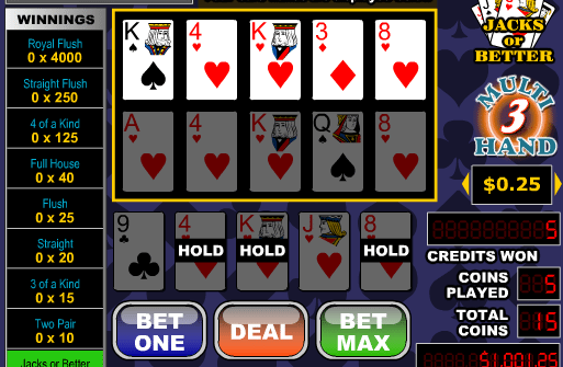 Free Videopoker Jacks Or Better- 3 Hand