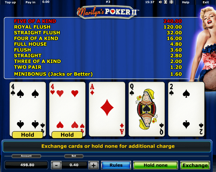 Free Marilyns Videopoker Online