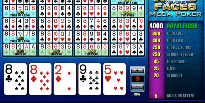 Free Videopoker Aces and Faces MP Online