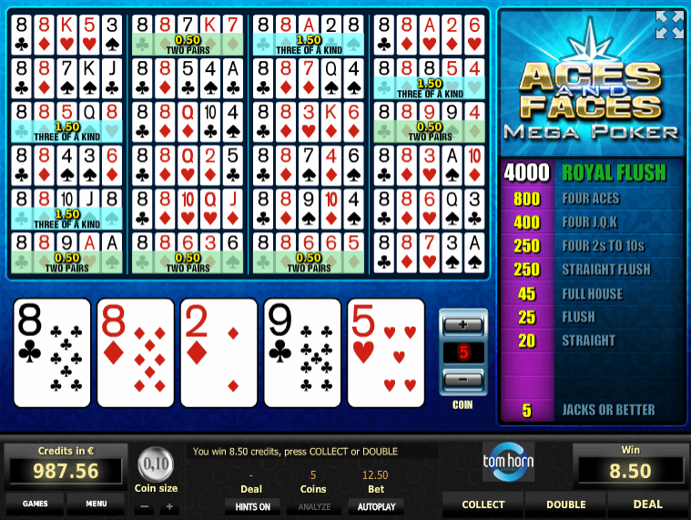 Free Videopoker Aces and Faces MP Online