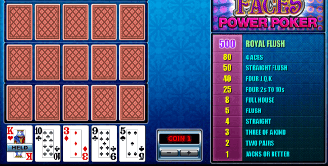 Free Videopoker Aces and Faces 4H Online