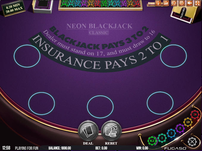 Free Neon Blackjack Classic Slot Online